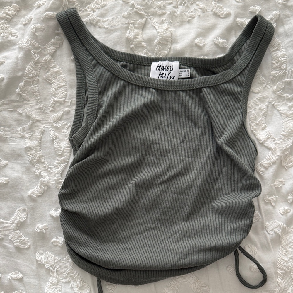 Princess Polly Olive Ribbed Tank Top